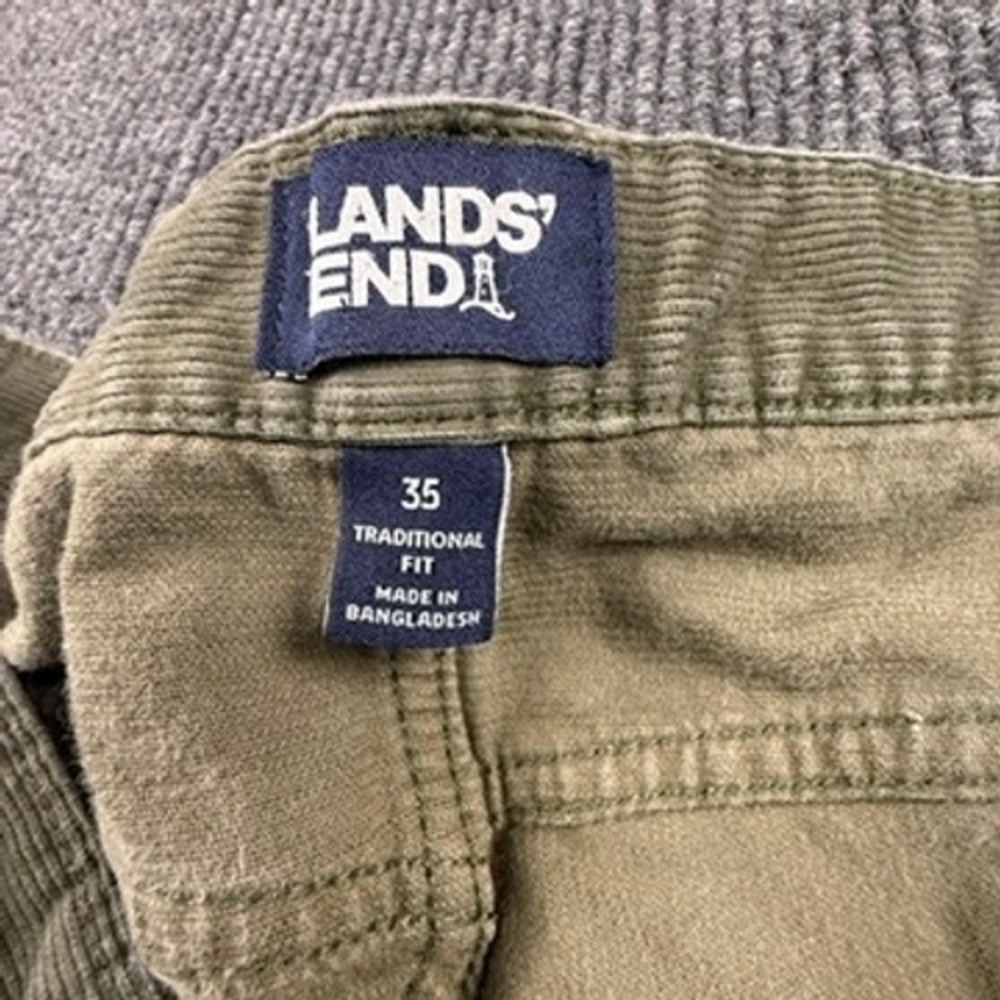Lands End Mens Size 35 Traditional Fit Corduroy Pants Olive Green Stretch 501617 - Picture 3 of 12